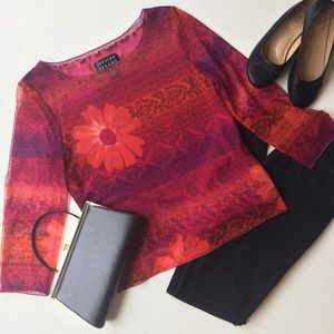 Spenser Jeremy 3/4 Sleeve Blouse Red Flower Print